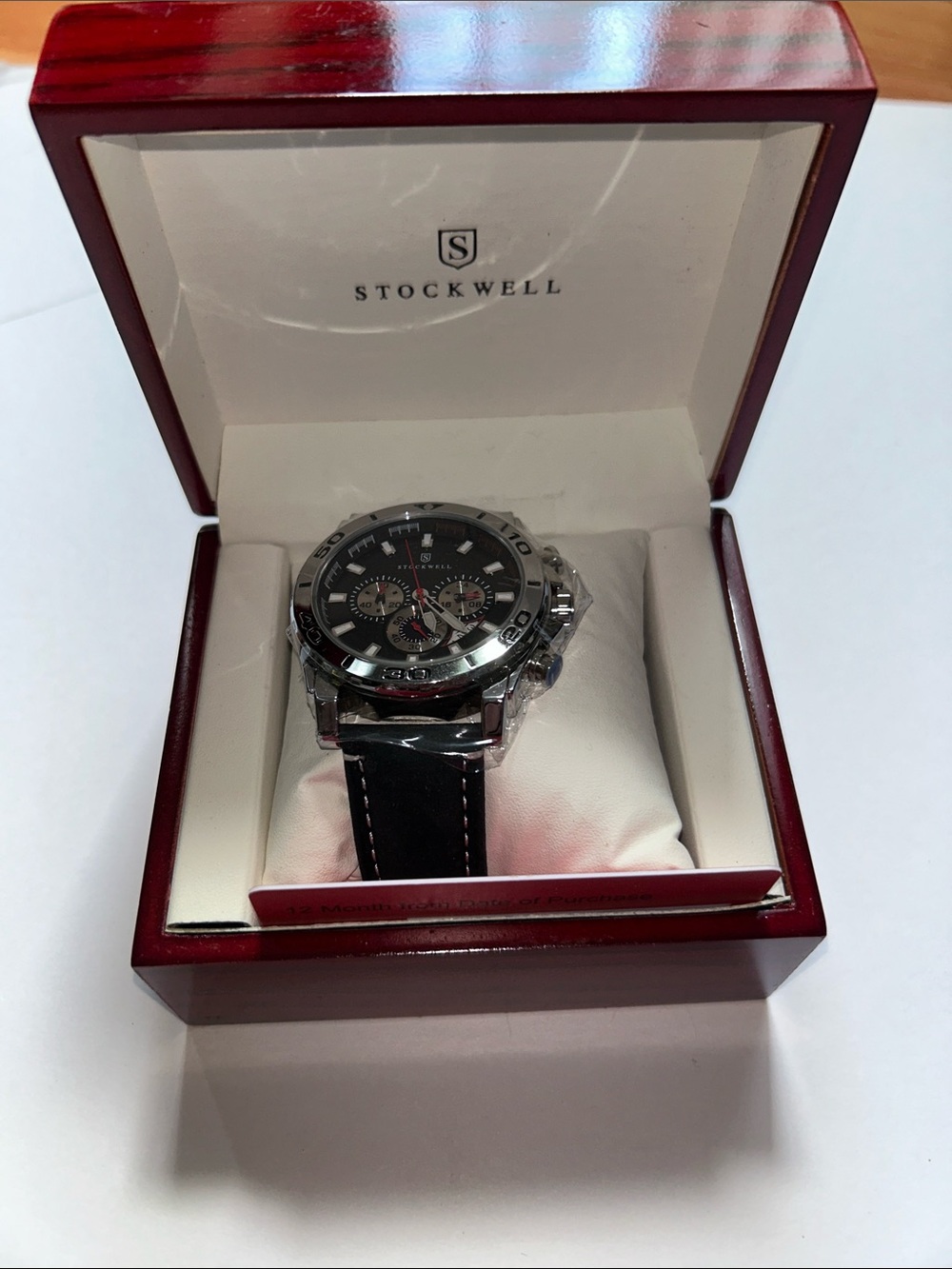 Men's STOCKWELLBlack Chronograph Watch with Silver-Tone Case NEEDS BATTERY. Gorg